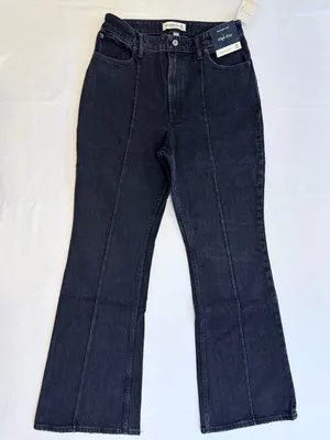 NWT Abercrombie & Fitch Curve Love HR Vintage Flare Jeans – Black Pintuck 30/10R thumbnail 8