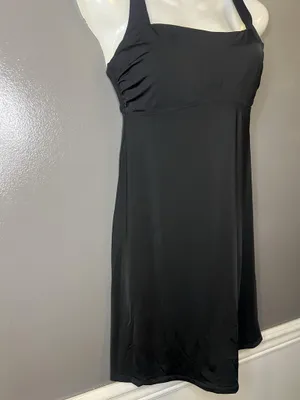 Athleta Swimdress Womens 34B/C Black Solid Tank Built In Bra Adjustable Straps thumbnail 3