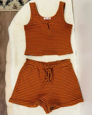Blue Blush Los Angeles Orange Striped 2 piece casual Set! Size medium! thumbnail 1