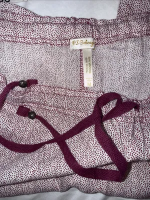 PJ Salvage Boho Pink Wide-Leg dot Printed Lounge Pants Burgundy Trim medium thumbnail 6