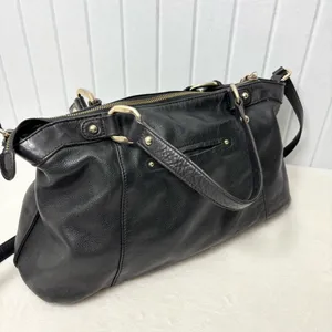 B Makowsky Large Black Genuine Leather Handbag‎ Lombard Satchel thumbnail 3