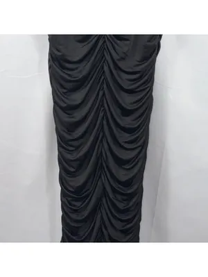Women’s Black Ruched Bodycon Midi Dress Size Medium thumbnail 8