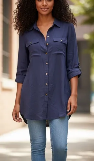 Lilly Pulitzer Navy Blue Button Front Shirt Dress Tunic Size XXS thumbnail 1