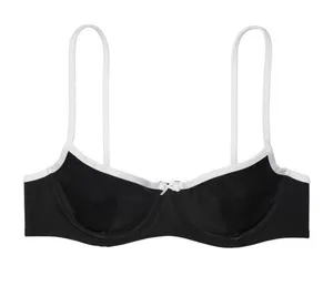 Pink By Frankies Bikinis Buttercup Bikini Top Swim Top Black White S thumbnail 1