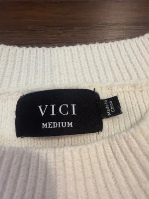 Vici Ivory Ribbed Cropped Crewneck Sweater Size Medium - C59-020 thumbnail 2