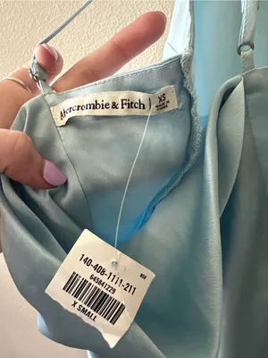 NWT Abercrombie and Fitch light blue satin bodysuit cowl back size XS 645841229 thumbnail 4