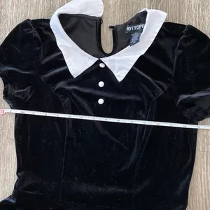 Hot Topic Black & White Collar Velvet Dress Wednesday Addams Goth Small thumbnail 6
