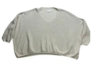 ANDRÉE BY UNIT Speckled V Neck Cotton Sweater Knit‎ Top Plus Size 2X thumbnail 1