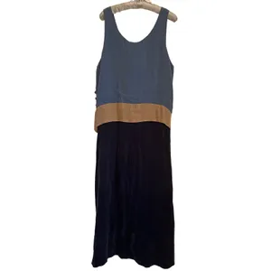 Nina Piccalino 90s Vintage Colorblock Maxi Blue Dress Women's Sz 8 Lagenlook USA thumbnail 3