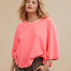 Aerie Summer House Slouchy Oversized T-Shirt cropped tee raglan tropadelic neon thumbnail 2
