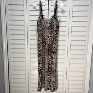 Linea Donatella animal print maxi dress sz large‎ adjustable straps stretchy thumbnail 2