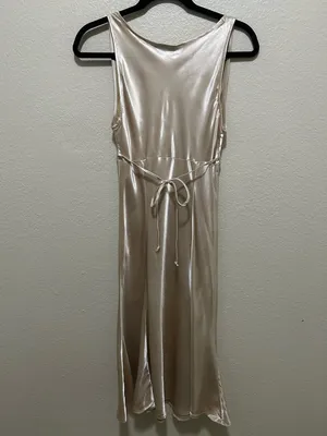 American Vintage Y2K Champagne Satin Lace & Sequin Bust Panel Dress Fairycore Coquette Nymphcore thumbnail 2