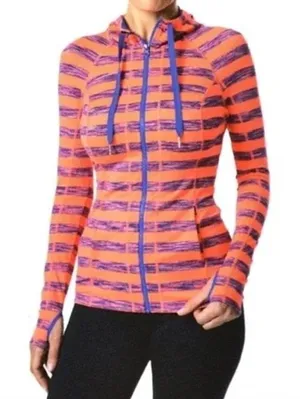 Lukka Pink And‎ Purple Striped Hooded Full Zip Athletic Active Jacket Size M thumbnail 1
