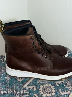 Dr. Martens Rigal Boots women Size 9 Brown Leather Lace Up White Sole thumbnail 3