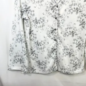 Body Touch Medium Pajama Set‎ White Gray Floral Long Sleeve Lounge Feminine 367 thumbnail 4