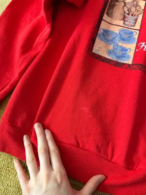 Vintage Retro Handmade in the USA Teddy Bear Coquette Girl Crewneck Sweatshirt thumbnail 3