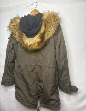 S13 New York parka olive green faux fur hood cargo jacket sz Small thumbnail 7
