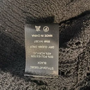 ASTR The Label S Faux Wrap V-neck Pointelle Knit Pullover Sweater‎ Black ($79) thumbnail 9