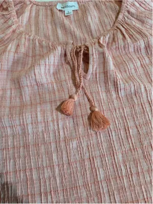 Westbound Women’s L Salmon Pink Textured Short Sleeve Blouse thumbnail 4