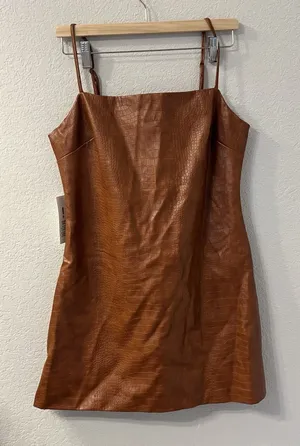Bardot 'Croc' Brown Polyurethane Mini Dress‎ Size XL - NWT thumbnail 1