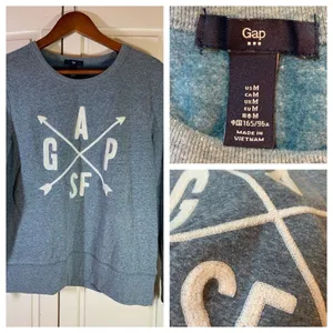 Gap San Francisco CA Sweatshirt‎ Women's Medium Blue Pullover Spellout Compass thumbnail 2