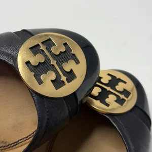 Tory Burch Minnie Cap Toe Ballet Flats All Black Size 6.5 Casual Logo Medallion thumbnail 11