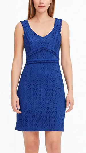 Lilly Pulitzer Womens Blue Lapis Kaylee Eyelet‎ Shift Dress 0 thumbnail 1