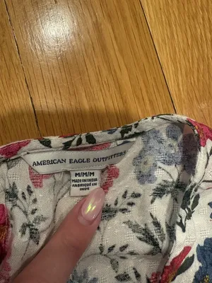 American eagle Size Medium (M) Floral Long Sleeve Miniromper Ivory Red Blue thumbnail 3