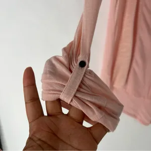 Lucky Brand Light Pink Woven Mix Henley Top Size‎ S thumbnail 7