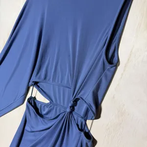 ZARA Women's Medium Blue Asymmetric One Sleeve Cutout Maxi Dress Knot Evening thumbnail 4