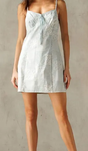These Three Boutique Storia Light Blue Patchwork Mini Dress thumbnail 1