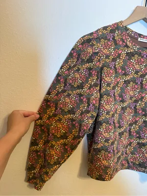 Marine Layer Floral Print‎ Puff Sleeve Organic Cotton Blend Sweatshirt thumbnail 4