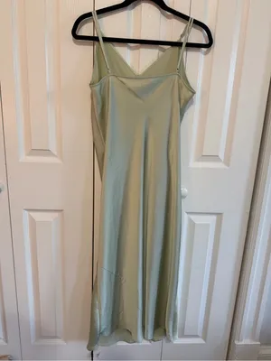 Aritzia Wilfred Satin Slip Dress Midi Mint Green Size Large thumbnail 3