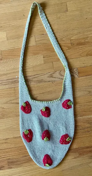 Anthropologie crochet strawberry bag thumbnail 1