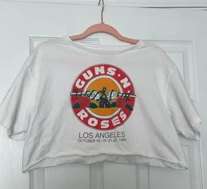 Nasty Gal white guns and roses graphic crop tee thumbnail 1