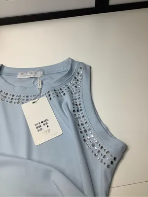 Muy Muy Fancy Light Ice Blue Embellished Sleeveless Tank Women’s Size M NWT thumbnail 8