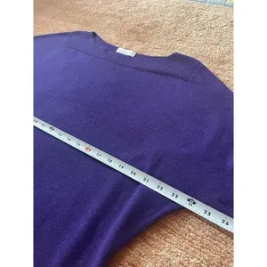 Coldwater Creek Purple Wool Blend Boatneck Cropped Sleeve Sweater Size 10-12 /M thumbnail 3