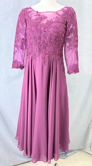 Azazie Marge Mulberry A-Line Scoop Lace Chiffon Dress A6‎ thumbnail 1