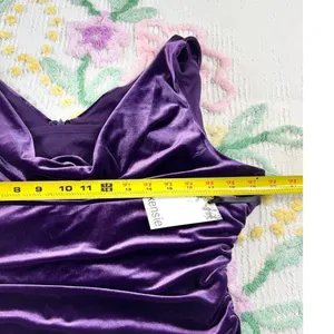 Kensie Purple Velvet Cowl Neck Ruched Sheath Dress Size‎ 12 thumbnail 5