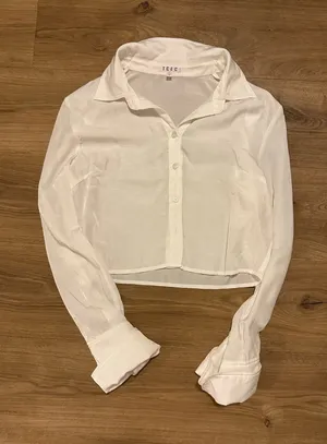 Sheer Button Up Blouse White Size M thumbnail 1