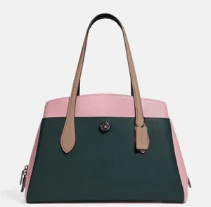 Coach Lora Carryall tote Colorblock in Pewter/Pine Green Aurora Multi Leather thumbnail 1