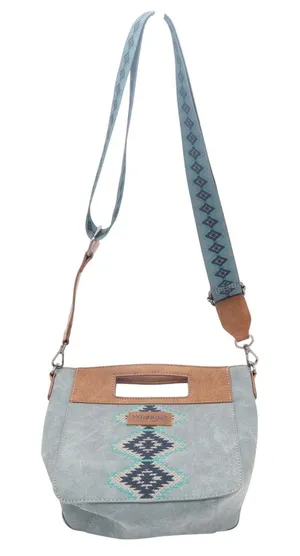 Wrangler Aztec Womens Handbag Gray Suede Pockets Adjustable Strap Crossbody Bag thumbnail 1