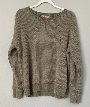 Olive Green Crewneck Knit Sweater thumbnail 1