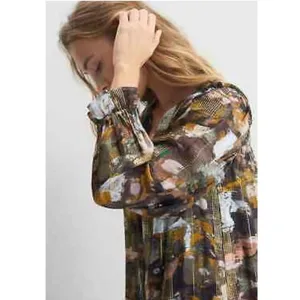Anthropologie NWT Blair Maxi Dress Long Sleeve Smocked Gold‎ Metallic Detail S thumbnail 3