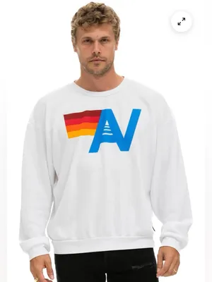 Aviator Nation NEW Logo Relaxed Fit Unisex Crew Sweatshirt White Size XL thumbnail 2