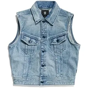 G-Star Raw Denim Vest Womens S‎ Blue Slim Denim Vest WMN Sun Faded Sleeveless thumbnail 2
