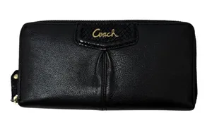 Coach Ashley Zip Around Accordion Leather Wallet Black thumbnail 1