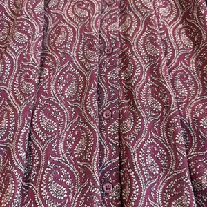 Banana Republic Paisley Midi Dress Womens Small Burgundy Ruffle Long Sleeve Belt thumbnail 5
