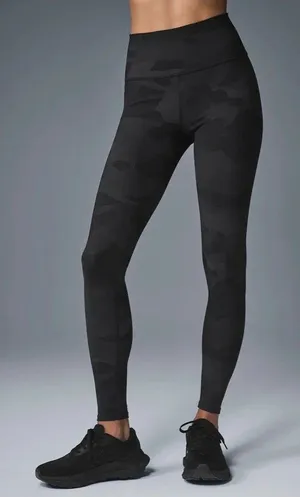 Alo Yoga High Waist Camo Vapor Leggings Black Camouflage Size S thumbnail 1