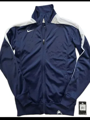 Nike Womens Dri-FIT full zip warm up track jacket Navy Blue White Size Large T thumbnail 3